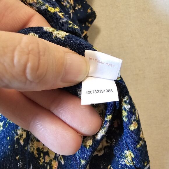 LC Lauren Conrad Blue W/ Yellow Floral High Low Ruffle Boho Tunic Large - Picture 7 of 10